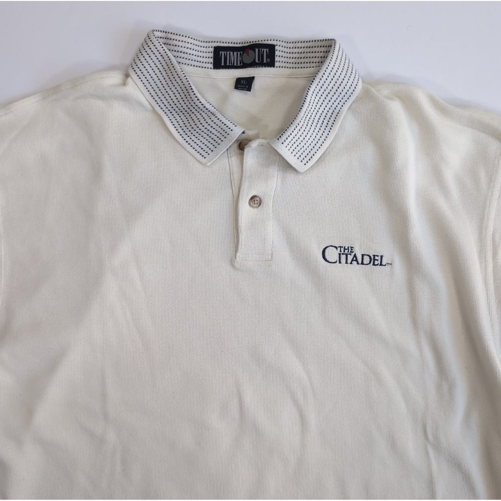Timeout The Citadel Embroidered Logo Polo Shirt Men's XL Long Gray Line Bulldogs